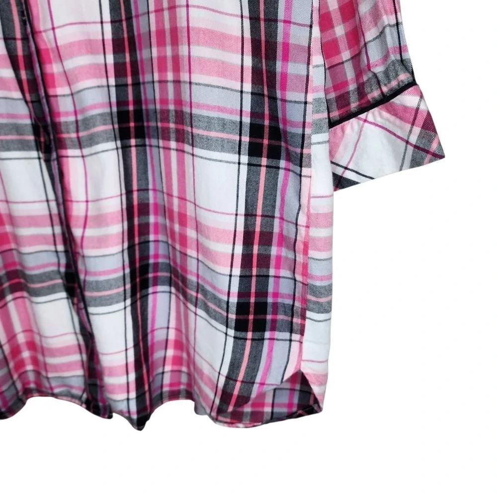 Victorias Secret‎ Pink Plaid Cotton Modal Sleep Shirt Nightgown Womens Medium